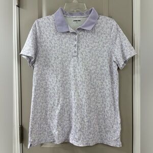 Lands' End Lavender Patterned Polo Shirt